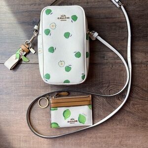 Coach Apple Crossbody Bag w/ Pear Trigger Key and Skinny Mini! Three for Foodies